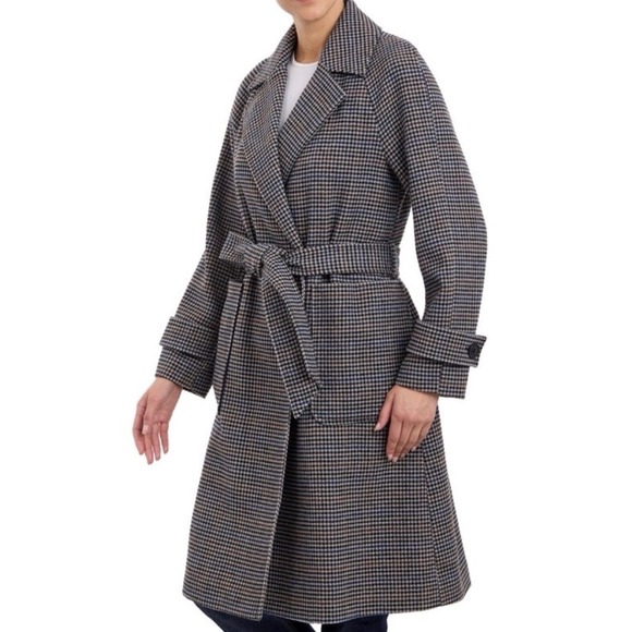 BCBGeneration Jackets & Blazers - BCBGeneration Women's Peacoat Long Houndstooth Belted Wool Blend Size XXL‎